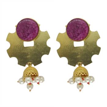 Purple Brass Unguarded Coin Playful Handmade Earrings for Girls and Women 1