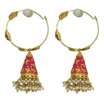 Magenta Brass Classic/Playful Casual/Party Handmade Earrings For Girls And Women 1
