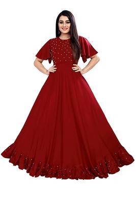 Women's Ruffle Moti Stone Anarkali Maxi Gown  1