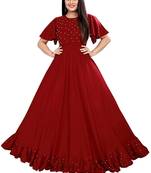 Women's Ruffle Moti Stone Anarkali Maxi Gown 