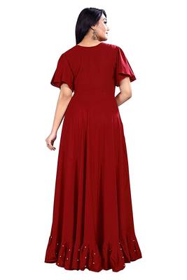 Women's Ruffle Moti Stone Anarkali Maxi Gown  2