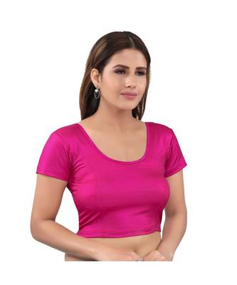 Shimmer Stretchable Round Neck Pink Blouse 3