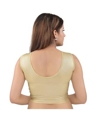 Shimmer Stretchable Round Neck Light-Gold Blouse 2