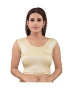 Muhenera Shimmer Stretchable Round Neck Light-Gold Blouse