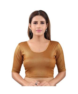 Muhenera Shimmer Stretchable Round Neck Copper Blouse 1