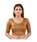 Muhenera Shimmer Stretchable Round Neck Copper Blouse