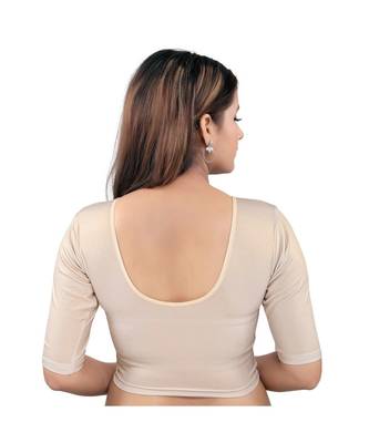 Muhenera Shimmer Stretchable Round Neck Light-Gold Blouse 2