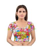 Muhenera nylon Stretchable Round Neck Multi Blouse