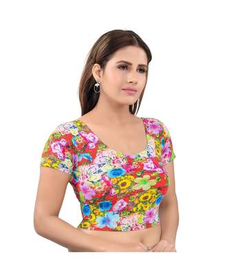 Muhenera nylon Stretchable Round Neck Multi Blouse 3
