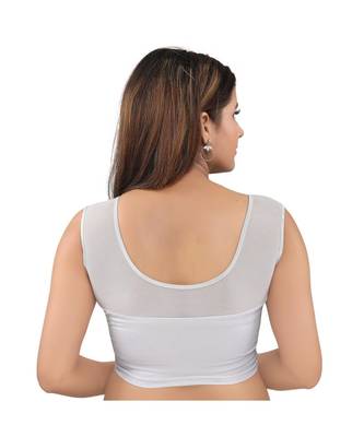 Shimmer Stretchable U-Neck Silver Blouse 2
