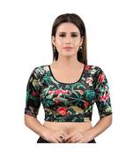 Velvet Stretchable Round Neck Black Blouse