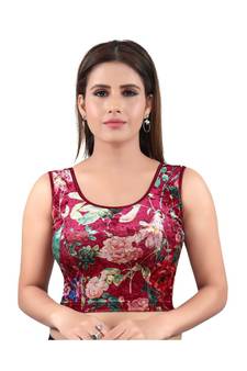 Velvet Stretchable Round Neck Maroon Blouse