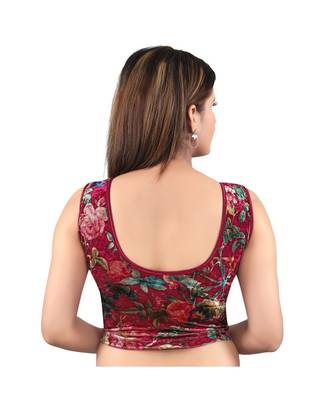 Velvet Stretchable Round Neck Maroon Blouse 2