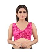 Cotton Blend Back Open V-NECK Pink Blouse
