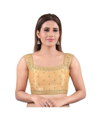 Mulbury Silk Back Open Square Neck Gold Blouse 1
