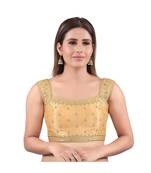 Mulbury Silk Back Open Square Neck Gold Blouse