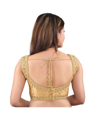 Mulbury Silk Back Open Square Neck Gold Blouse 2