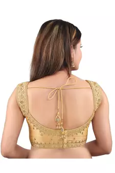 Mulbury Silk Back Open Square Neck Gold Blouse