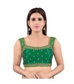 Mulbury Silk Back Open Square Neck Green Blouse