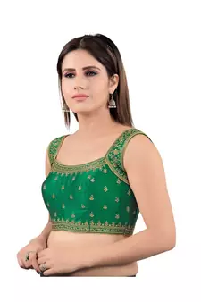Mulbury Silk Back Open Square Neck Green Blouse