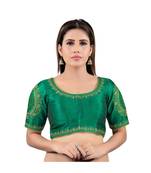 Mulbury Silk Front Open Round Neck Green Blouse