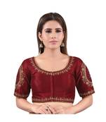 Mulbury Silk Front Open Round Neck Maroon Blouse