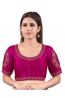 Mulbury Silk Front Open Round Neck Purple Blouse