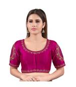 Mulbury Silk Front Open Round Neck Purple Blouse