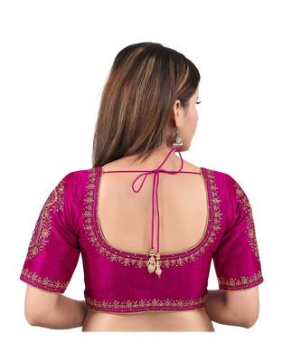 Mulbury Silk Front Open Round Neck Purple Blouse 2