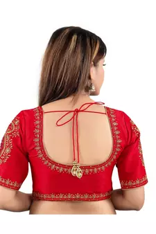 Red Silk Printed Blouse