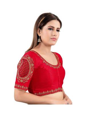 Red Silk Printed Blouse 3