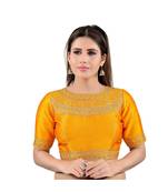 Mulbury Silk Back Open Boat Neck Mustard Blouse