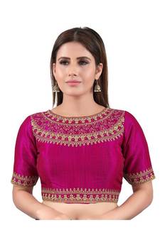 Mulbury Silk Back Open Boat Neck Purple Blouse