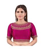 Mulbury Silk Back Open Boat Neck Purple Blouse