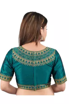Mulbury Silk Back Open Boat Neck Rama-Green Blouse