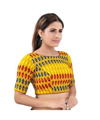 Muhenera Cotton Back Open Round Neck Mustard Blouse 3