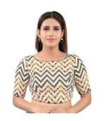 Muhenera Cotton Back Open Round Neck Black Blouse