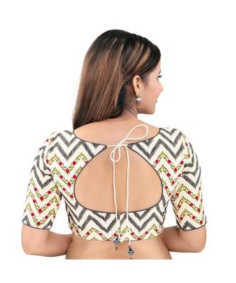 Muhenera Cotton Back Open Round Neck Black Blouse 2