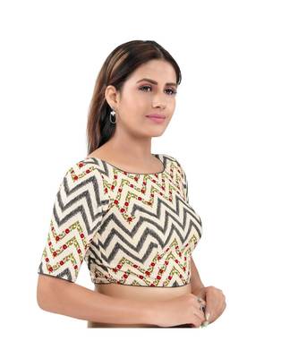 Muhenera Cotton Back Open Round Neck Black Blouse 3