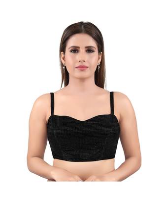 Shimmer Back Open Square Neck Black Blouse 1