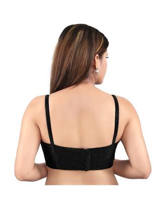 Shimmer Back Open Square Neck Black Blouse 2