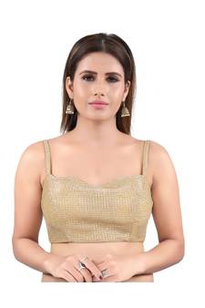 Gold Shimmer Printed Readymade Blouse