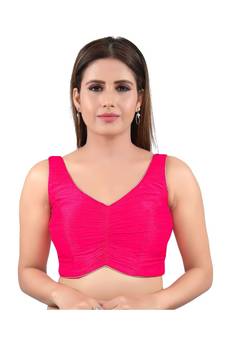 Mulbury Silk Back Open V-Neck Pink Blouse