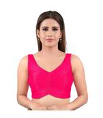 Mulbury Silk Back Open V-Neck Pink Blouse