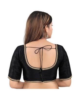 Mulbury Silk Back Open Round Neck Black Blouse 2