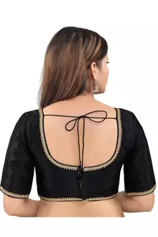 Mulbury Silk Back Open Round Neck Black Blouse