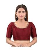 Mulbury Silk Back Open Round Neck Maroon Blouse