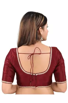 Mulbury Silk Back Open Round Neck Maroon Blouse