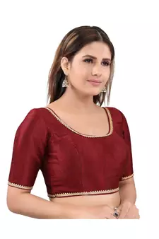Mulbury Silk Back Open Round Neck Maroon Blouse