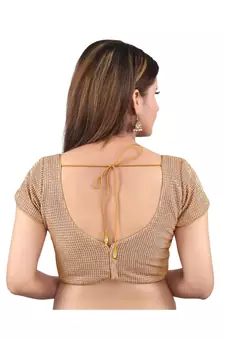 Brocade Back Open Round Neck Copper Blouse